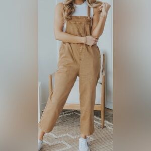 Zenana Outfitters Brown Chino Overalls